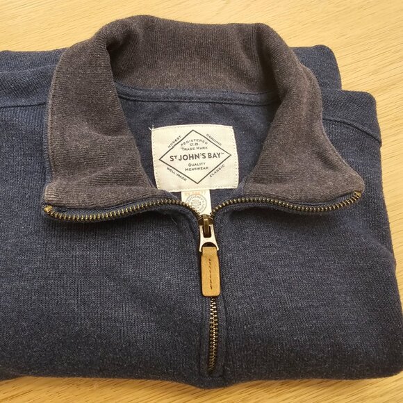 St. John's Bay 1/4 Zip‎ Pullover – Men’s Size Large – Navy Heather - Picture 1 of 7